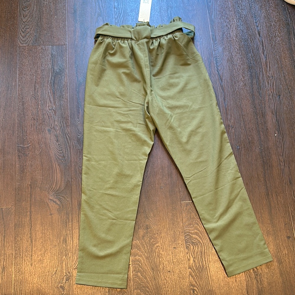 Grace Karen Olive Green Tie Waist Pants - Picture 4 of 4